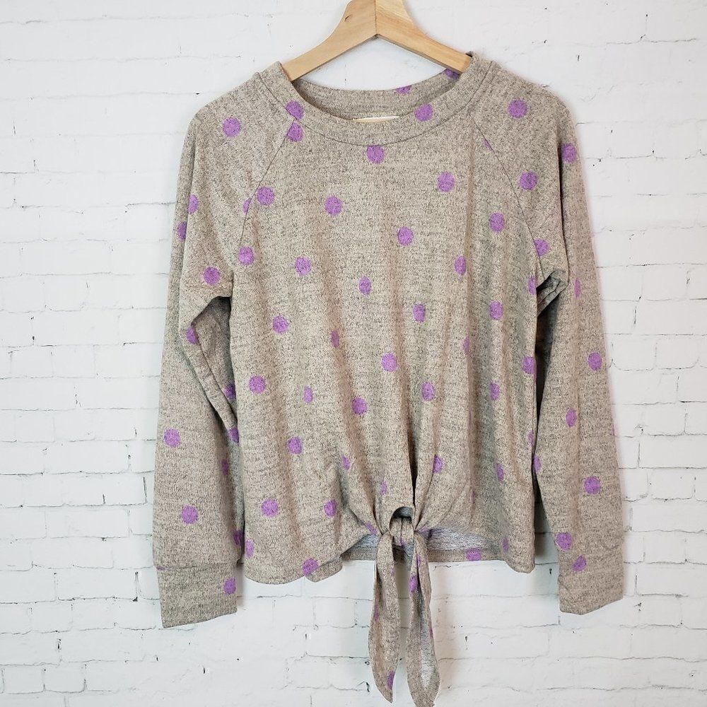 New MINE Boutique Sweater Size S Polka Dot Tie Up